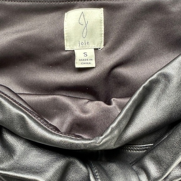 JOIE High Tie Waist Straight Crop Faux Vegan Leather Pants Small - Picture 6 of 7